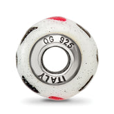 Sterling Silver Glass Bead with Hearts for Mom  Elegant Gift